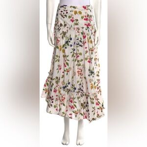 Cara Cara White Midi Skirt with Multicolor Floral Print
